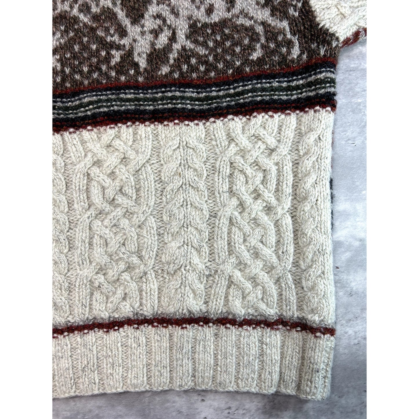 Vintage 90s Eddie Bauer Ebtek Deer Graphic Cable Knit Sweater Size Small
