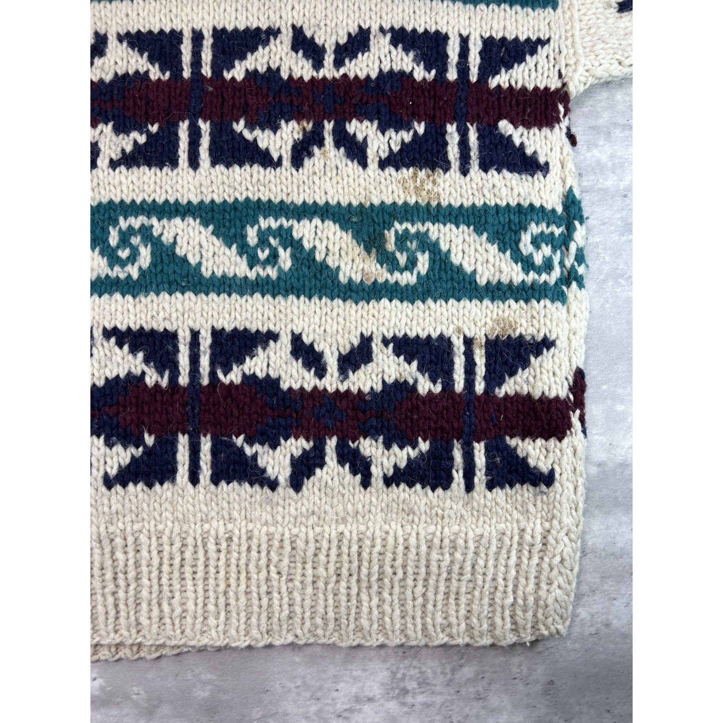 Vintage Las Americas Abstract Striped Pullover 100% Knit Sweater Size XL