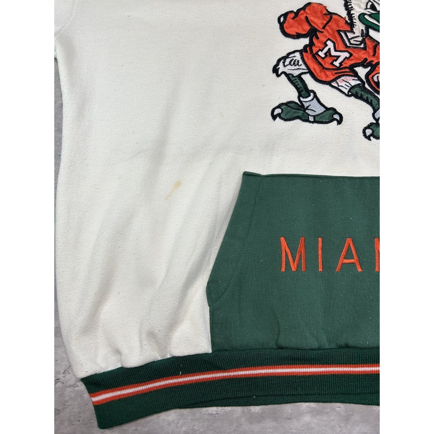 Vintage 90s Miami Hurricanes NCAA Starter Double Hood Sweatshirt Size XL