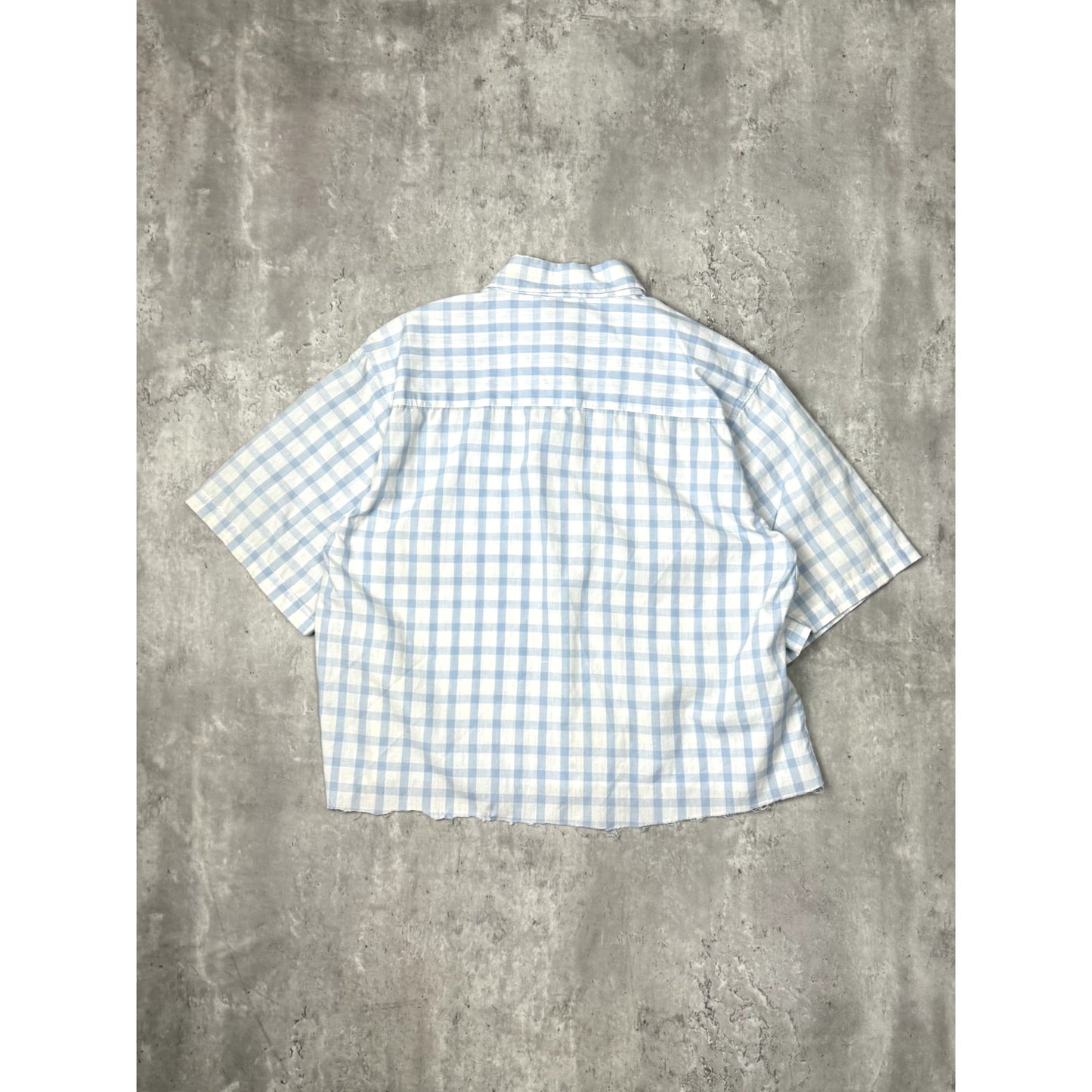 Vintage Y2K Avirex Plaid Short Sleeve Reworked Cropped Button Up Shirt Sz Large