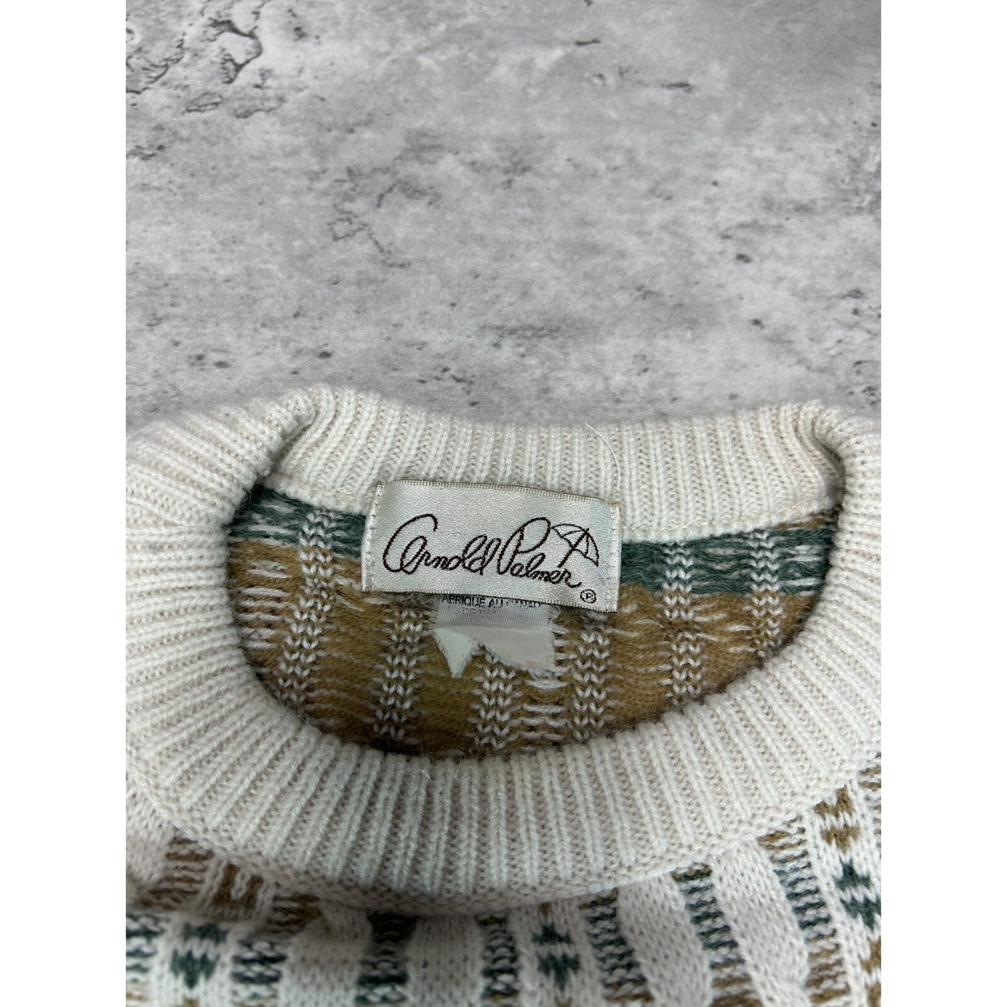 Vintage 90s Arnold Palmer Abstract Striped Pullover Knit Sweater Size Large