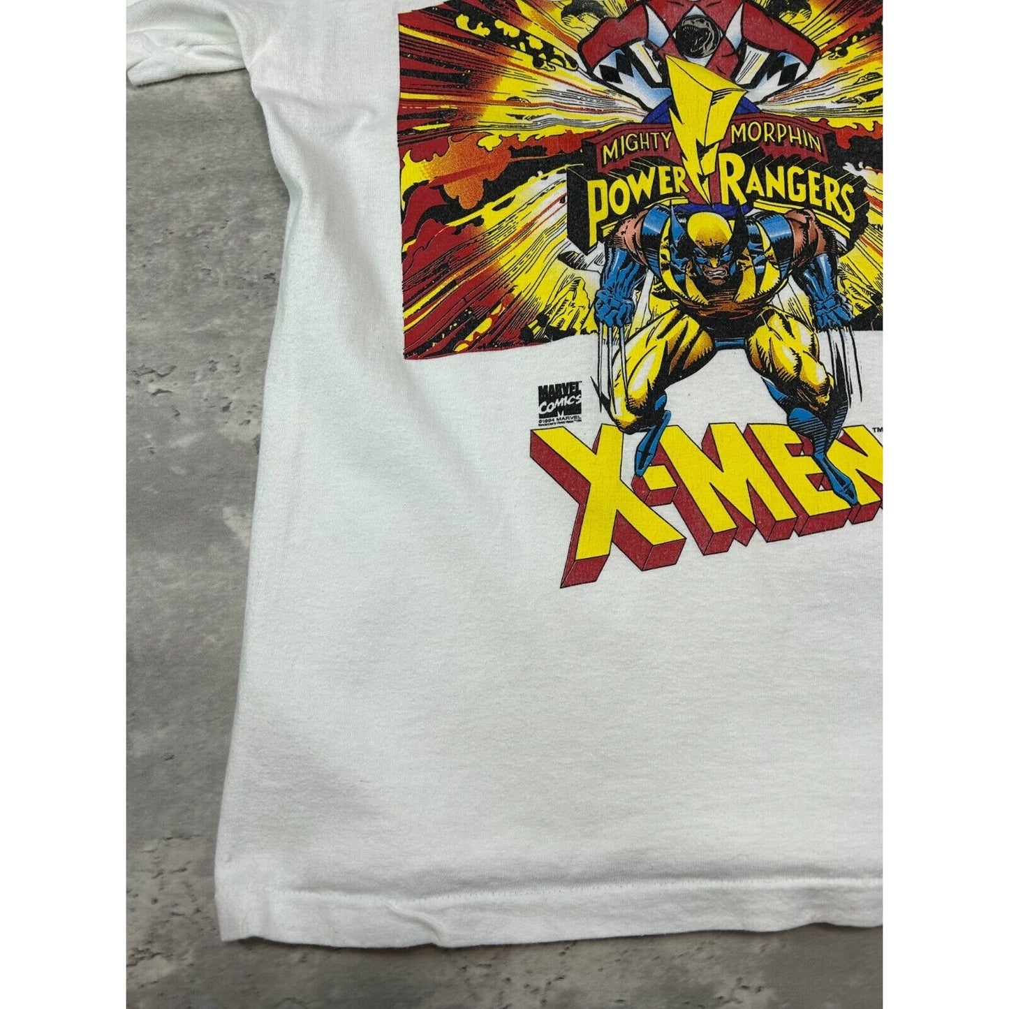 Vintage 1994 Marvel X-Men Power Rangers Superhero Graphic T-Shirt Size XS White