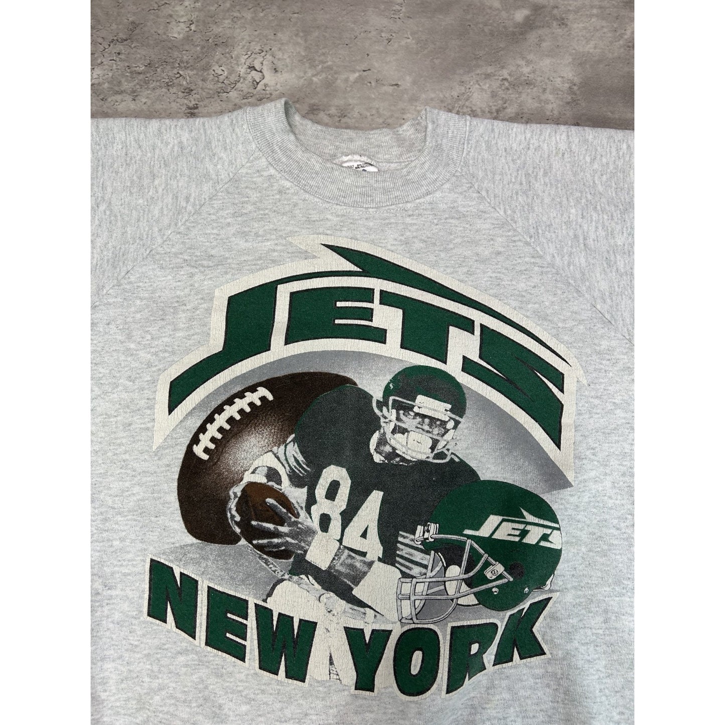 Vintage 90s New York Jets NFL Player Spellout Football Graphic Sweatshirt Sz XL