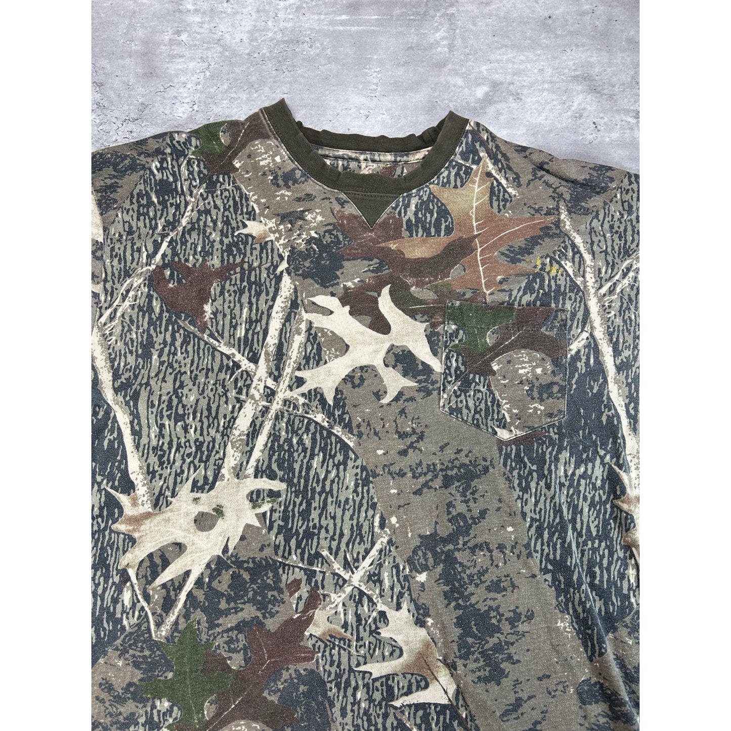 Vintage Old Mill Tree Camo Pocket Long Sleeve Hunting T-Shirt Size XL
