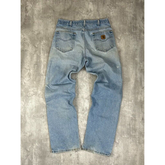 Vintage Carhartt Traditional Fit Light Wash Denim Pants Size 35 Blue