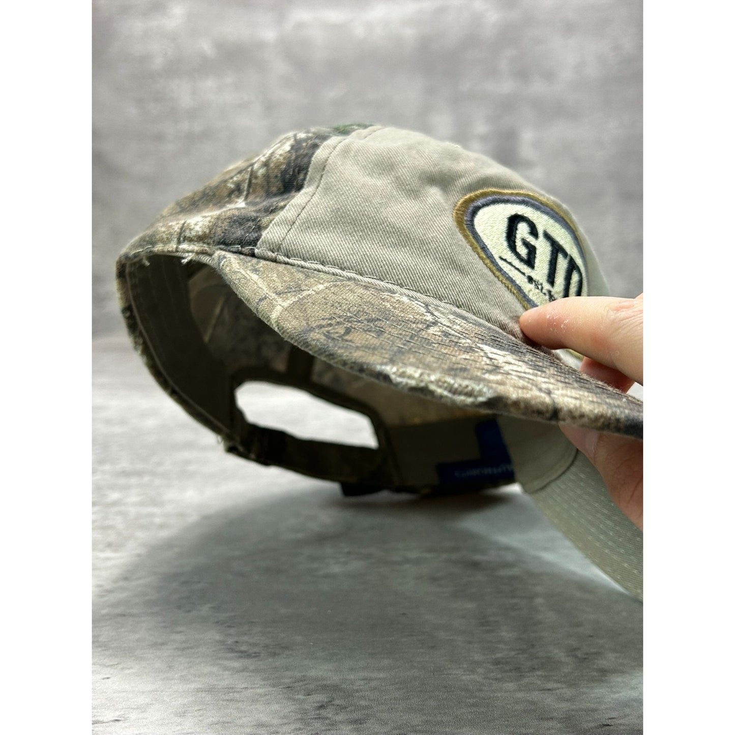 Vintage GTD Embroidered Logo Tree Camo Hunting Strapback Hat OSFA