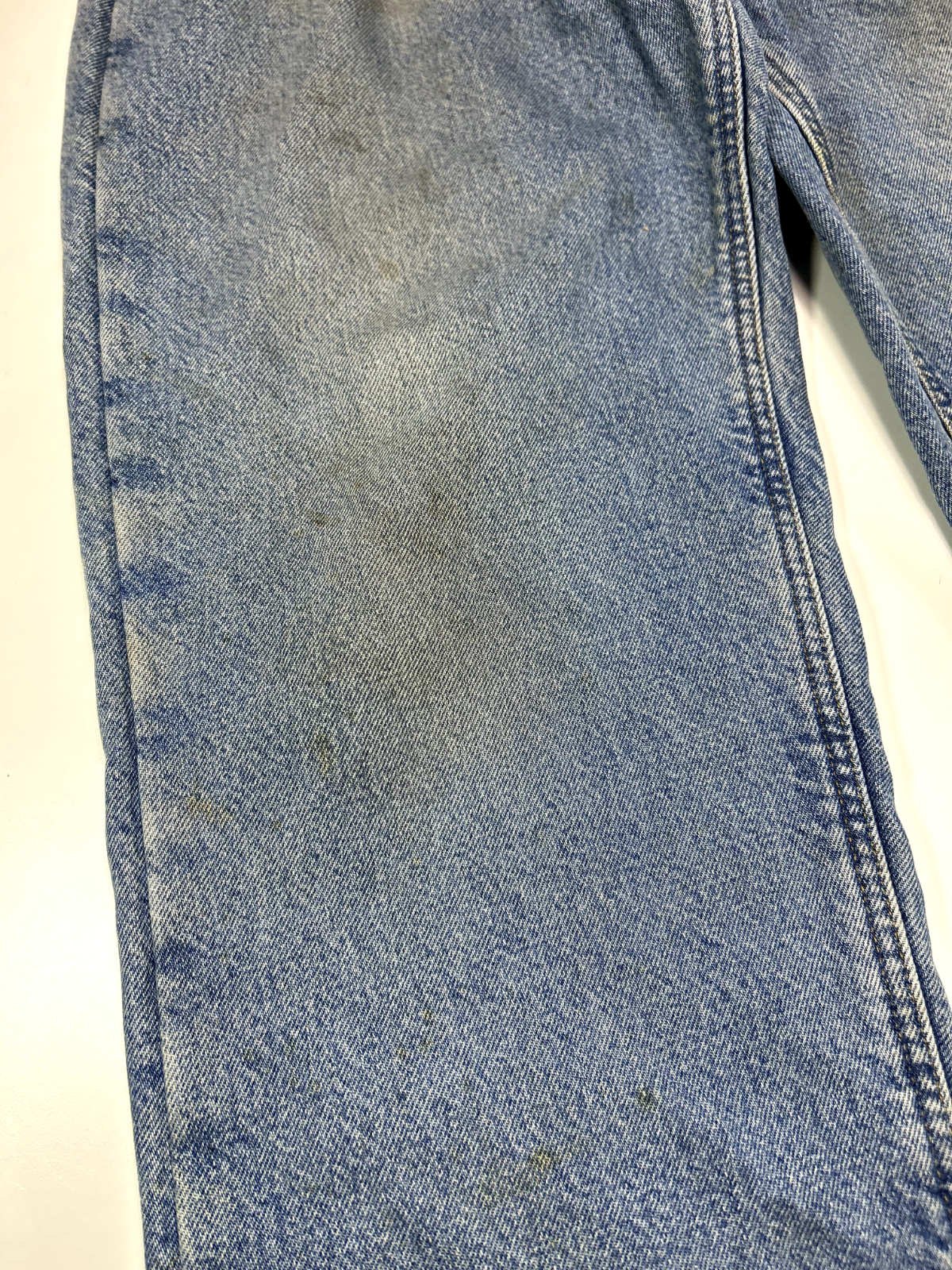 Vintage Carhartt Fleece Lined Medium Wash Denim Workwear Pants Size 34W Blue