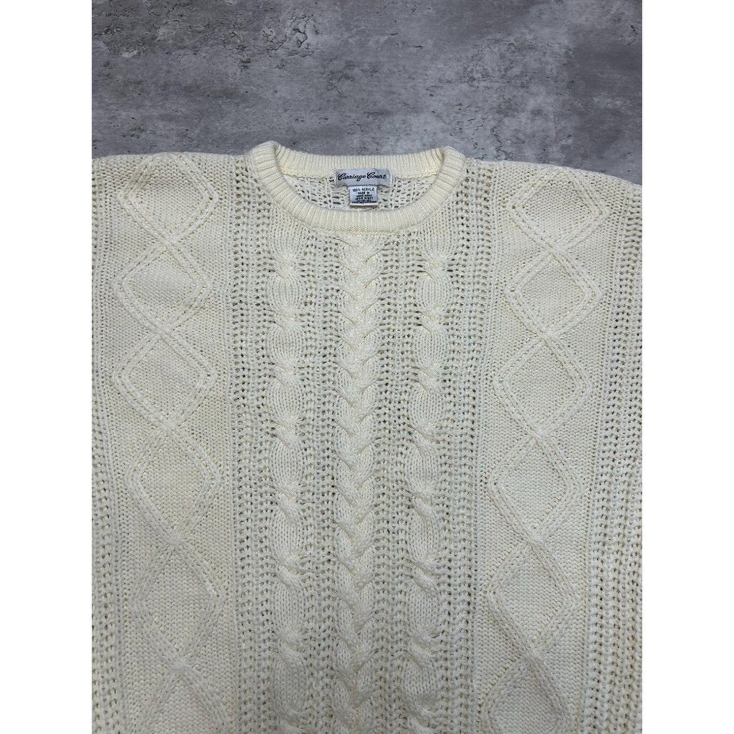 Vintage 1980s/90s Carriage Court Cable Knit Pullover Ribbed Sweater Size Medium