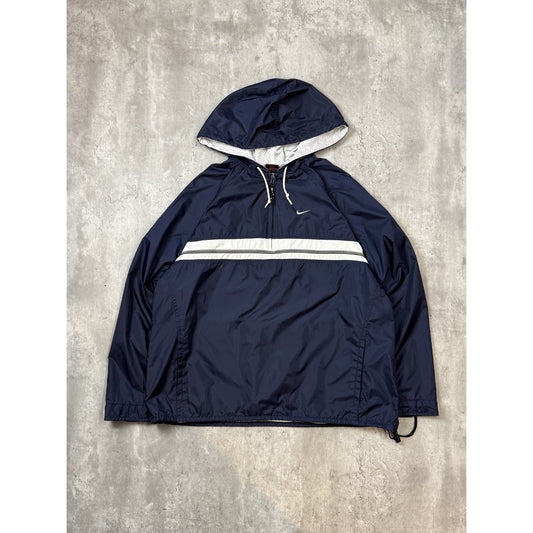 Vintage YOUTH 2000s Nike Embroidered Swoosh Nylon 1/2 Zip Windbreaker Jacket XL