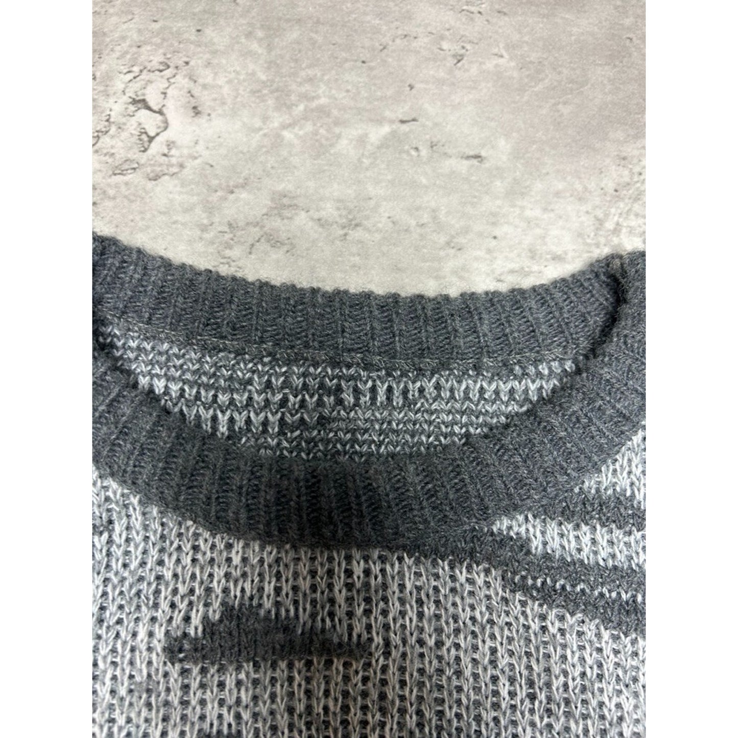 Vintage 90s Abstract Gradient Striped Pullover Ribbed Knit Sweater Size XL