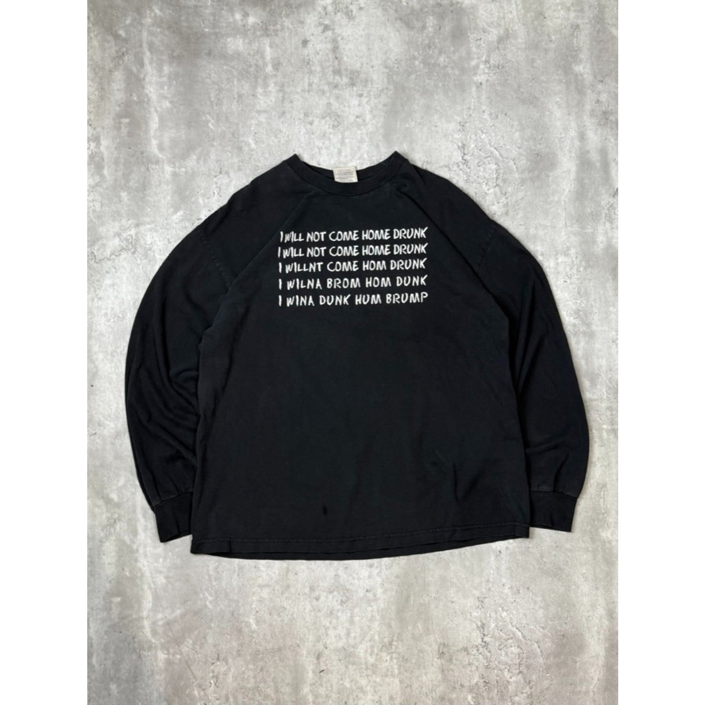 Vintage 90s I Will Not Come Home Drunk Comedy Slogan T-Shirt Size XL Black