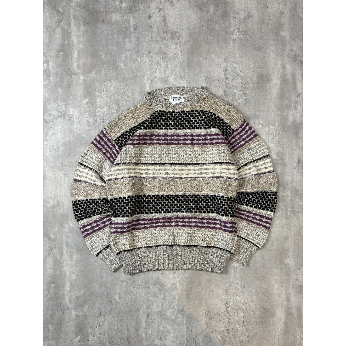 Vintage 90s Private Club Striped Pullover Ribbed Knit Sweater Size Large