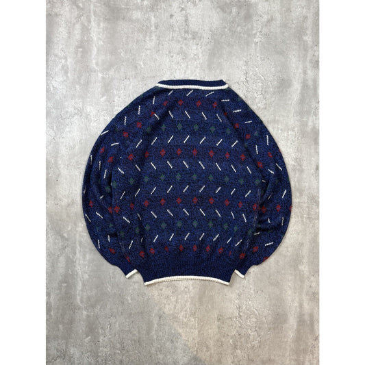 Vintage 90s Van Heusen Abstract Striped Pullover Knit Sweater Size Large Tall