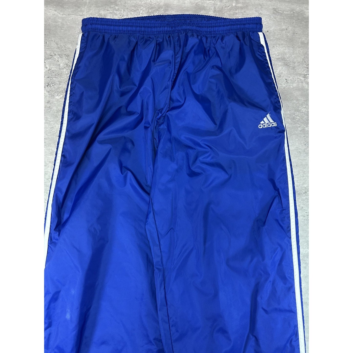 Vintage 90s Adidas Embroidered Logo Nylon Track Pants Size XL Blue