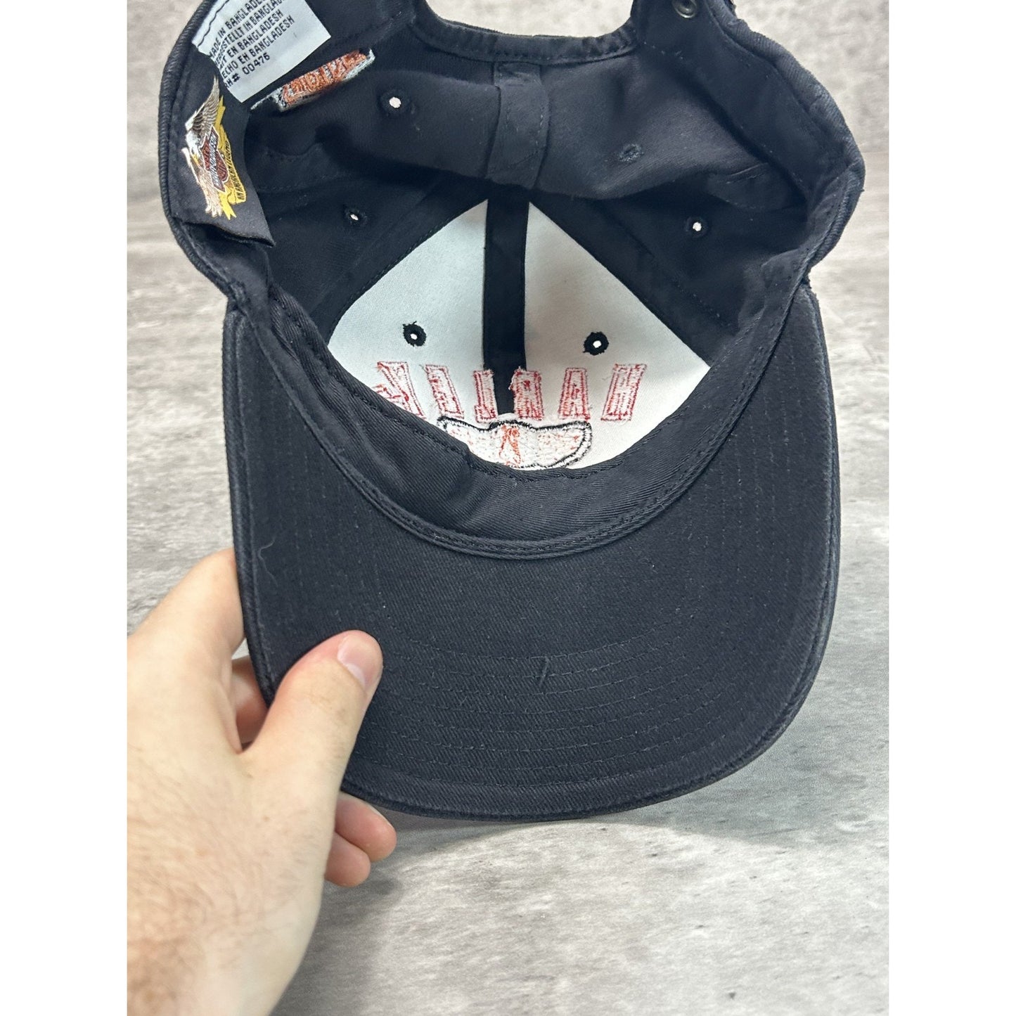 Vintage Harley Davidson Motorcycles Embroidered Spellout Strapback Hat OSFA