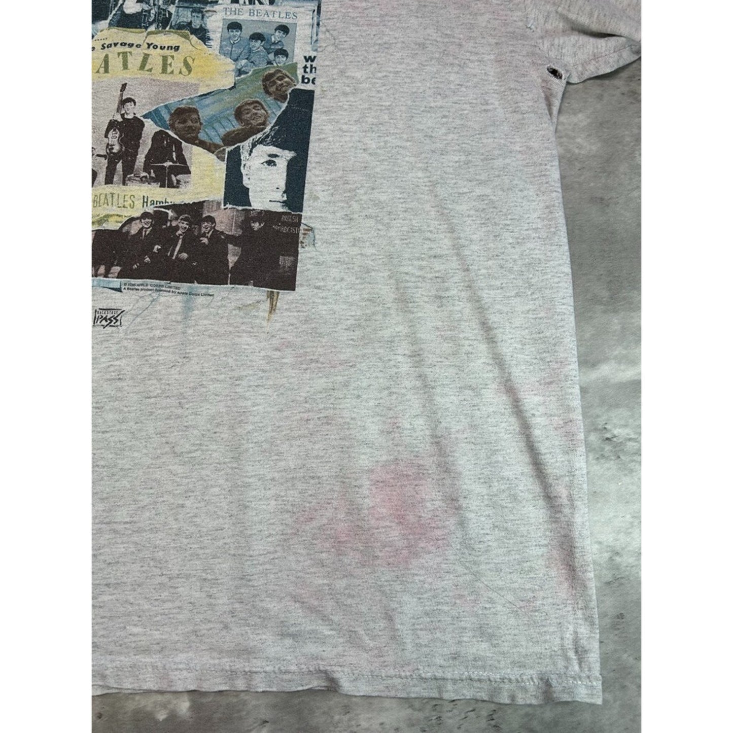 Vintage 1995 The Beatles Rock Music Graphic Band T-Shirt Size Large Gray