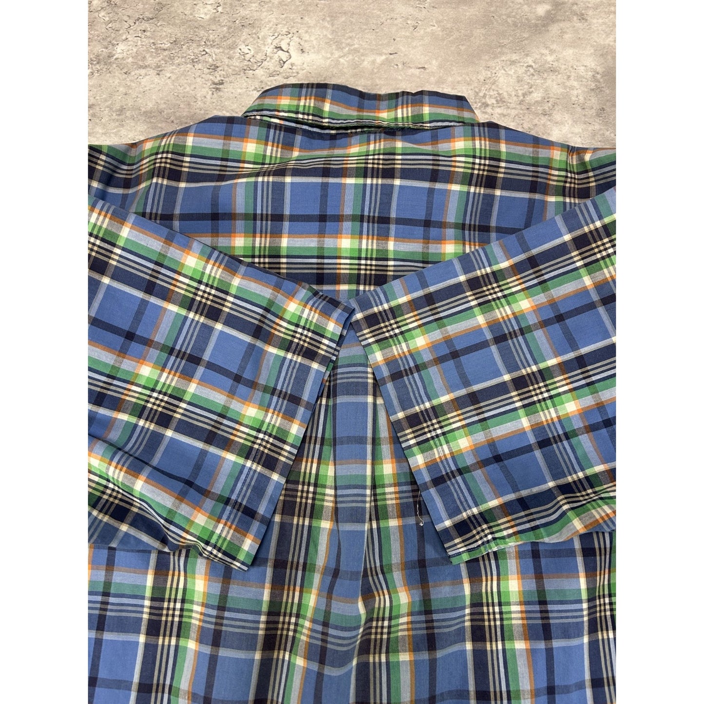 Vintage Chaps Plaid Print Short Sleeve Reworked Cropped Button Up Shirt Sz XL