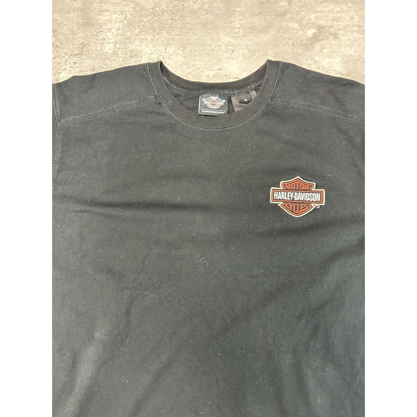 Vintage Harley Davidson Classic Logo Flame Print Long Sleeve T-Shirt Size Medium