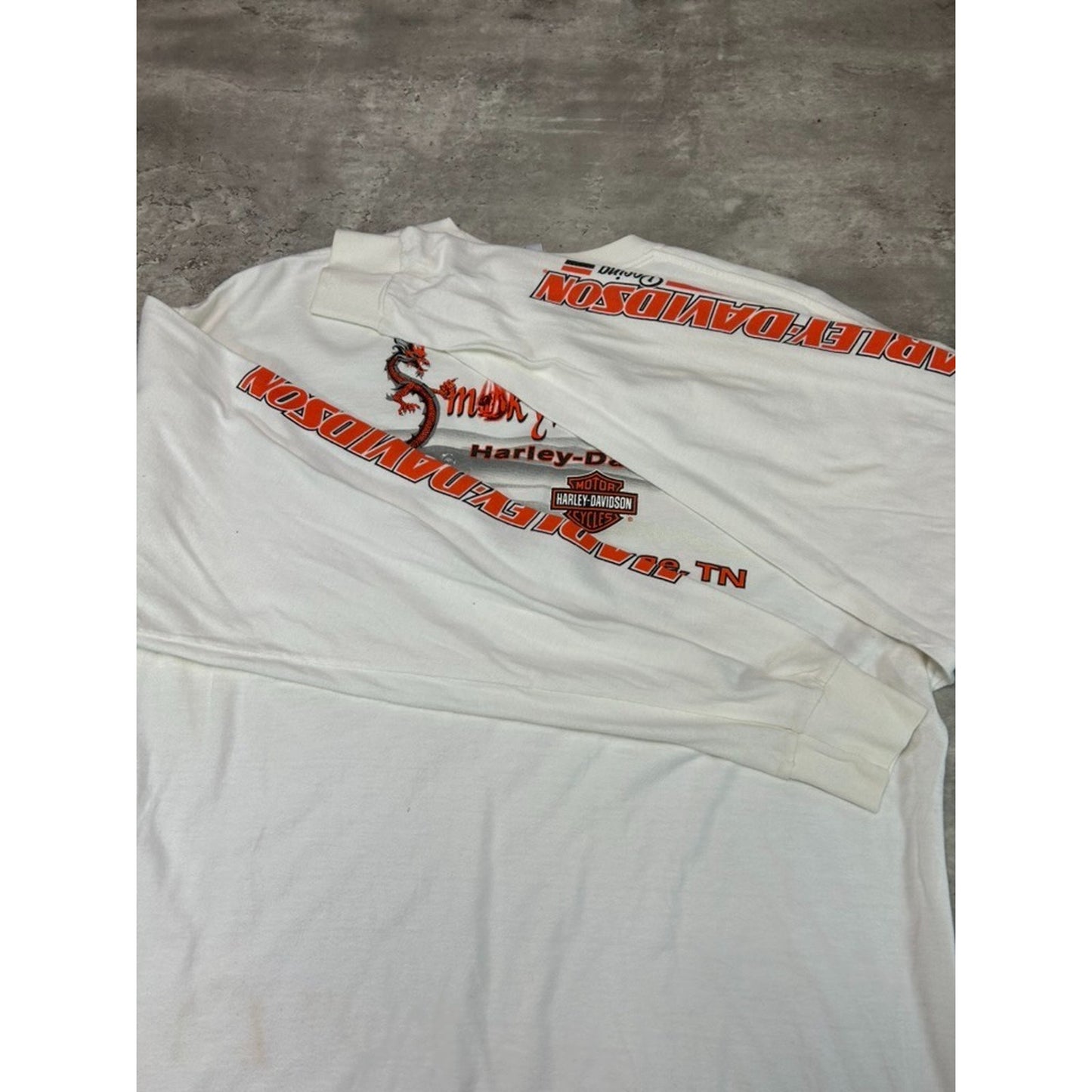 Vintage Harley Davidson Sleeve Spellout Graphic Long Sleeve T-Shirt Size XL