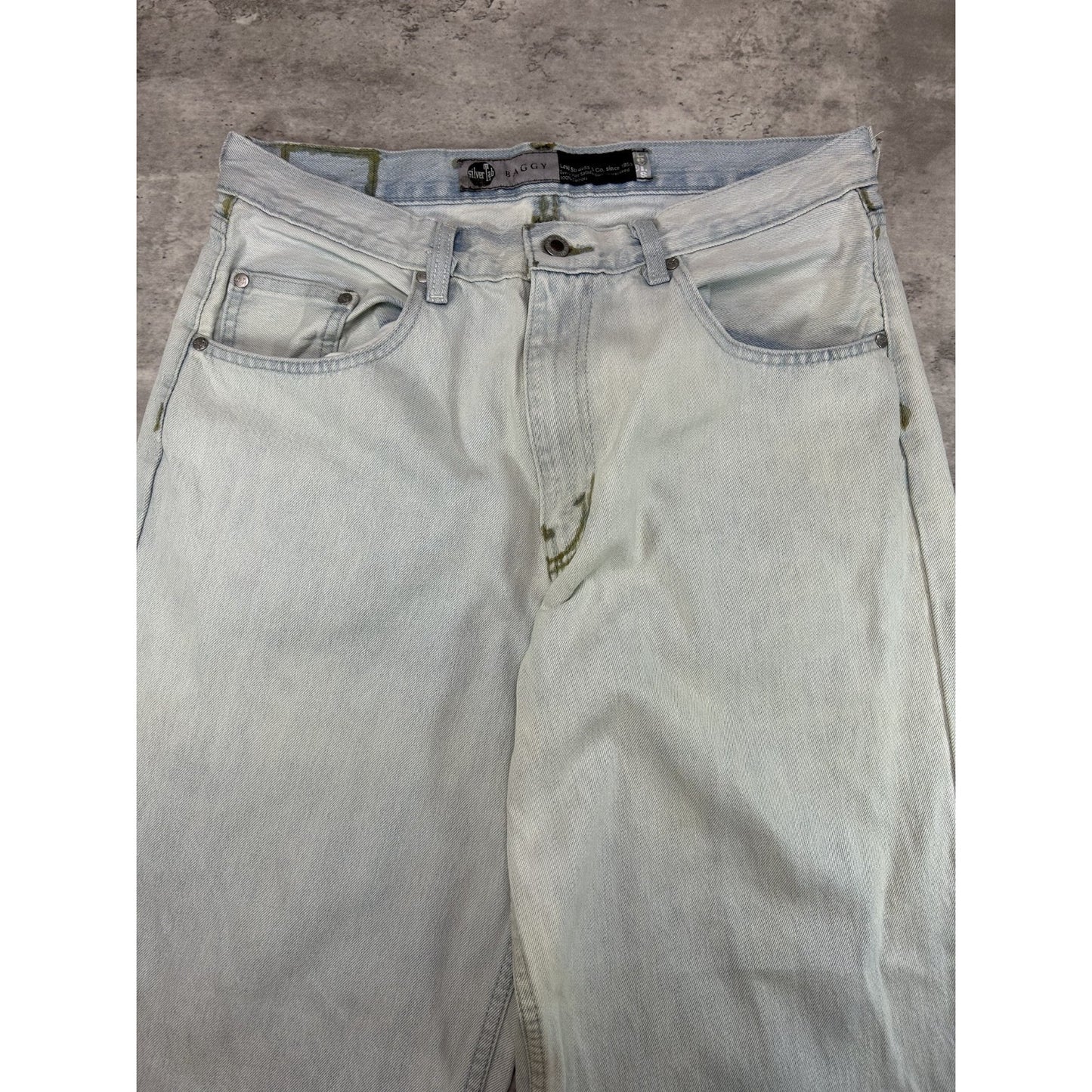 Vintage Levis Silvertab Baggy Fit Light Wash Denim Pants Size 34 Blue