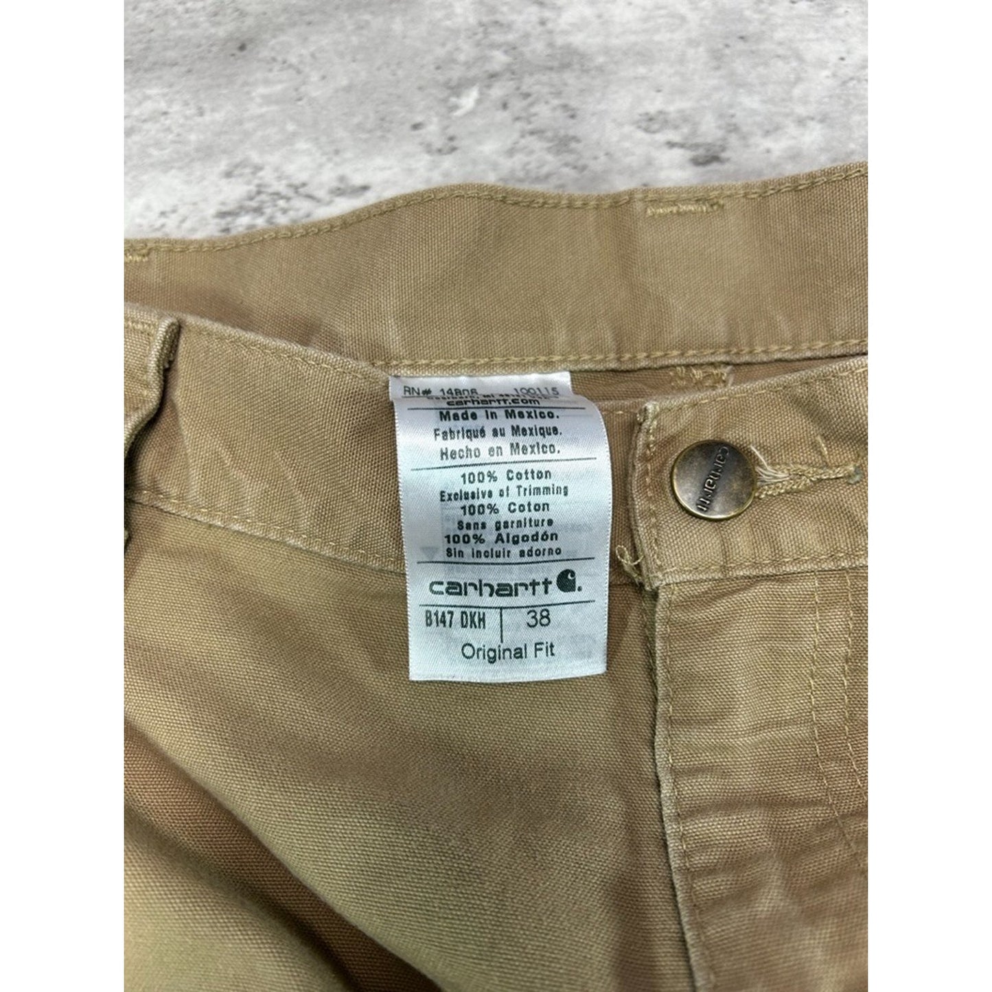 Vintage Carhartt Original Fit Canvas Workwear Carpenter Shorts Size 38 Beige