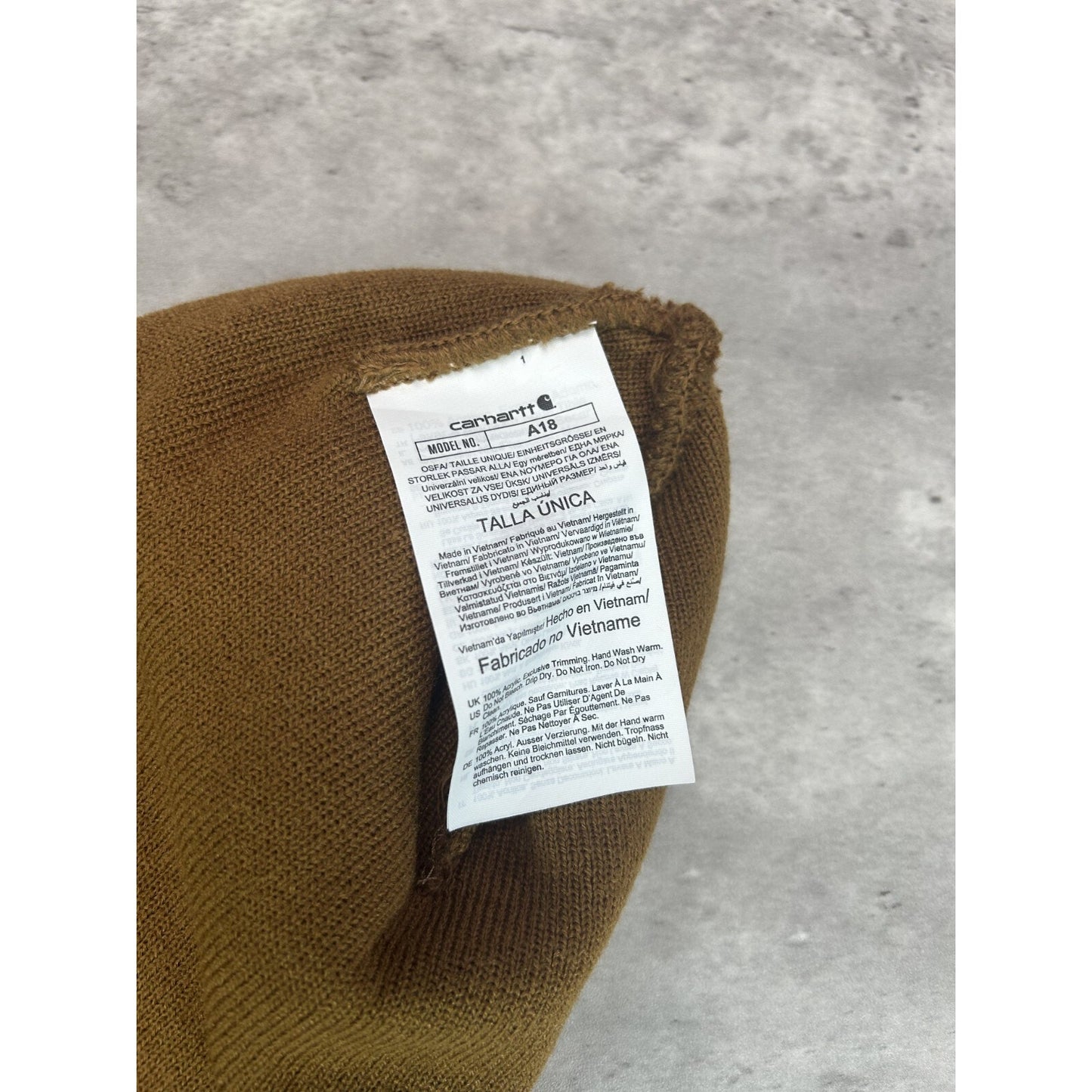 Vintage Carhartt Workwear Embroidered Patch Beanie Hat OSFA Brown