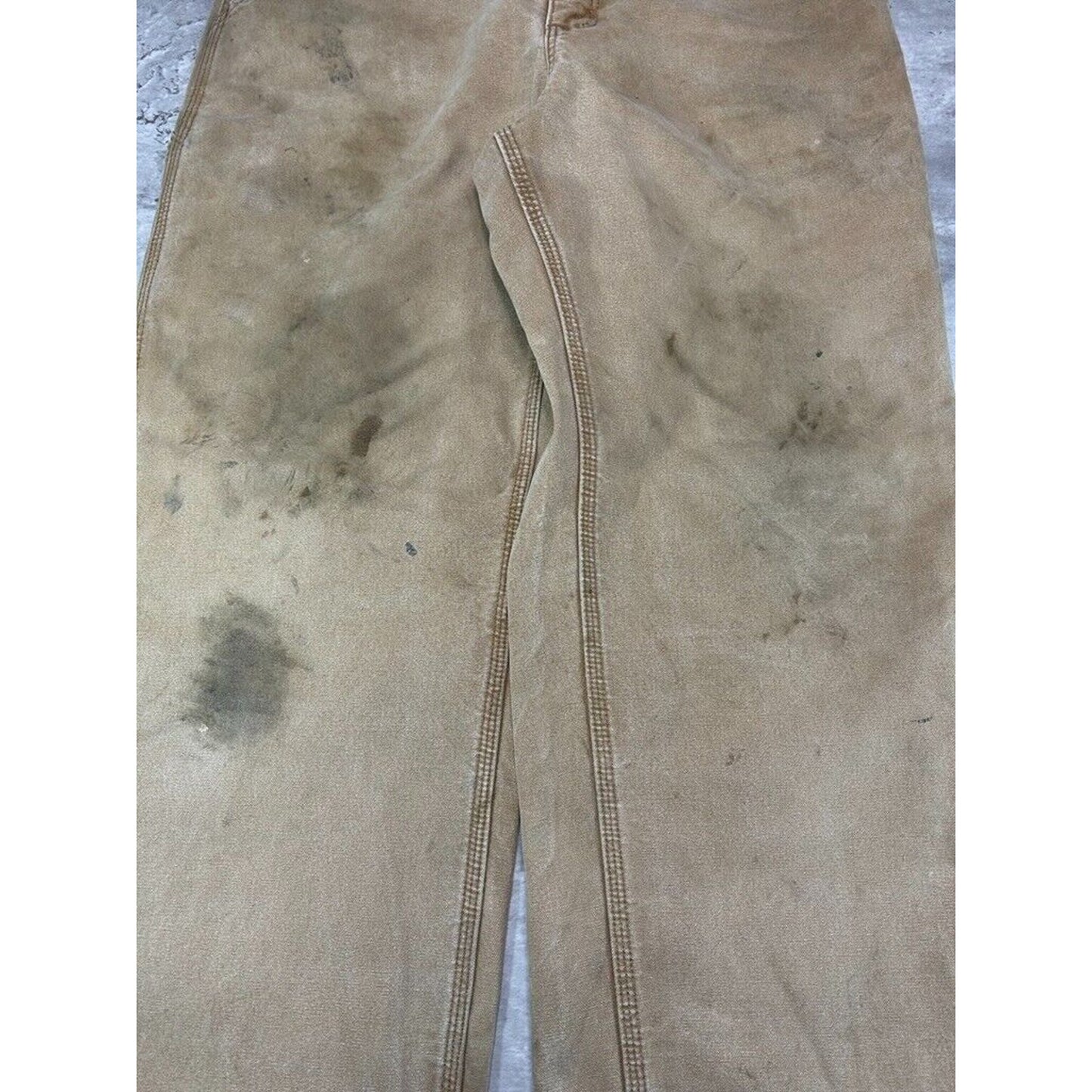 Vintage Carhartt Plaid Lined Dungaree Fit Canvas Workwear Carpenter Pants Size 33