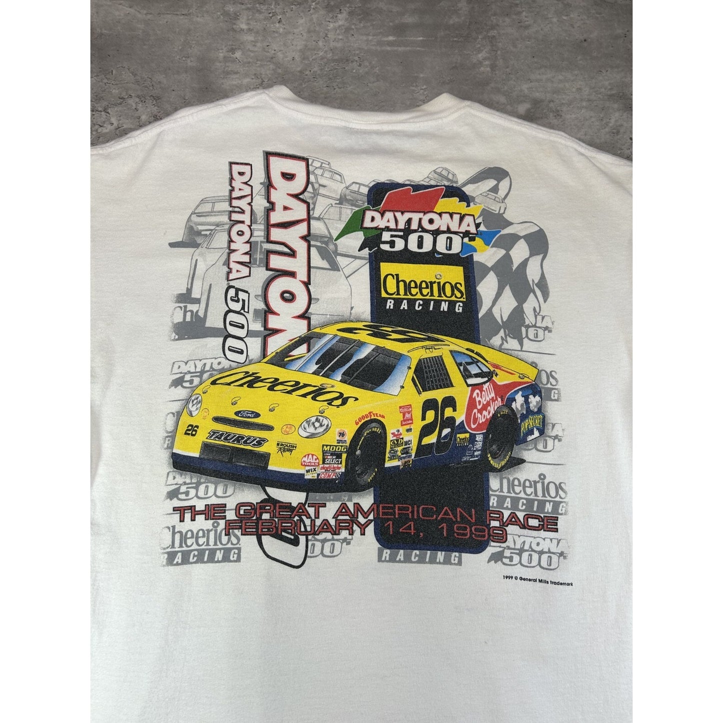 Vintage 1999 Daytona 500 Nascar Great American Race Cheerios T-Shirt Size Large