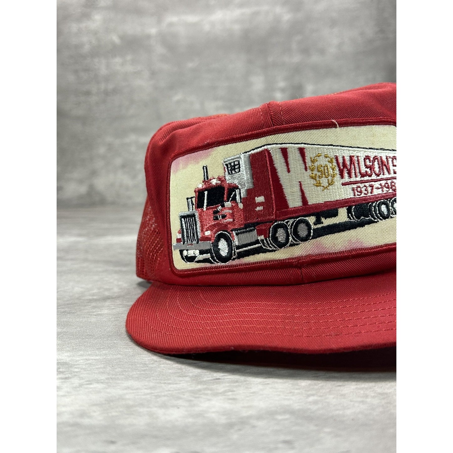 VTG 1987 Wilson Trucking 50th Anni Embroidered Patch Trucker Snapback Hat OSFA