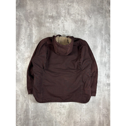 Vintage Berne Womens Fleece Lined Canvas Workwear Hooded Jacket Size XL