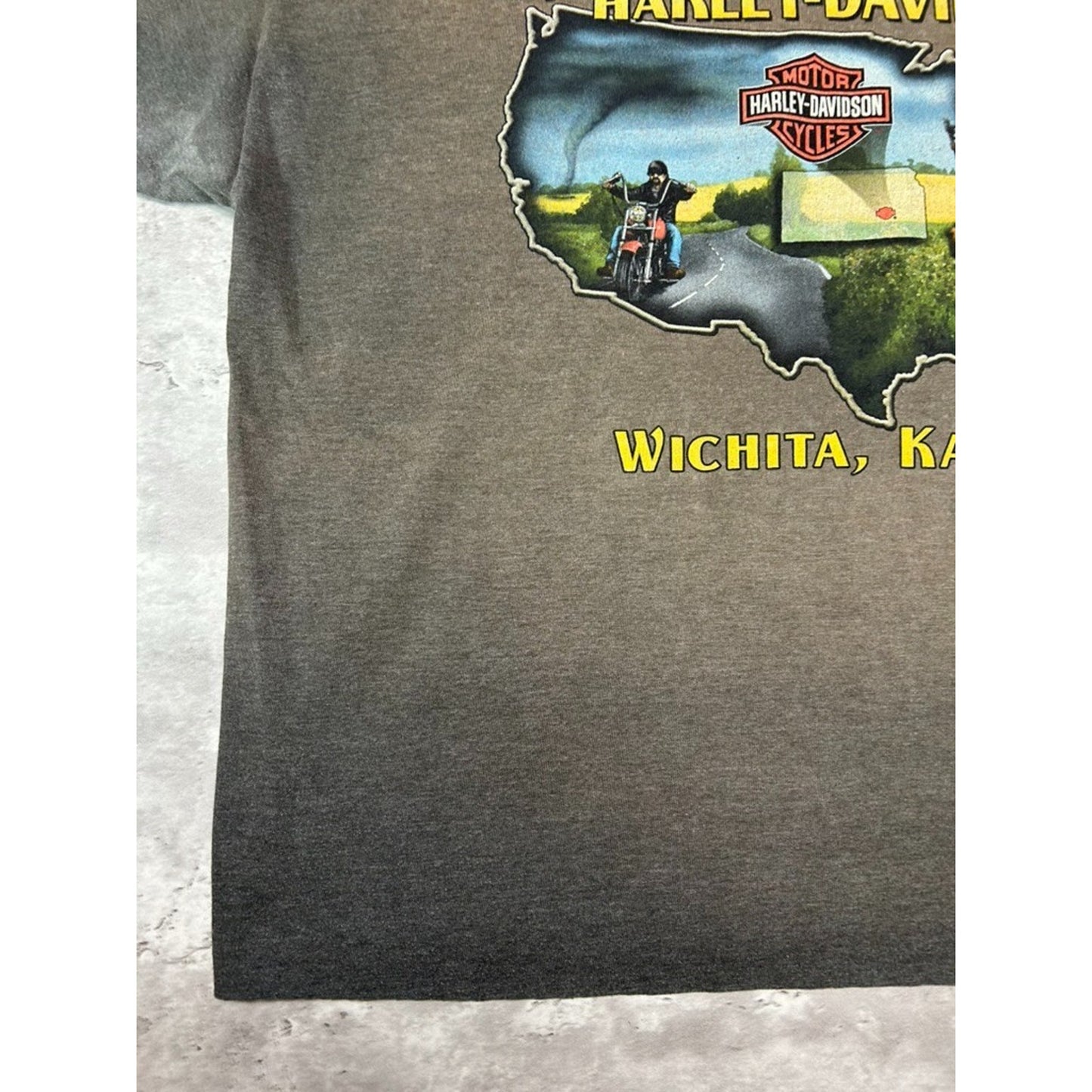 Vintage Harley Davidson Spellout Flame Graphic Cropped T-Shirt Size XL