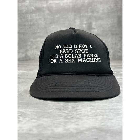 Vintage 80s Not A Bald Spot Comedy Slogan Trucker Snapback Hat OSFA Black