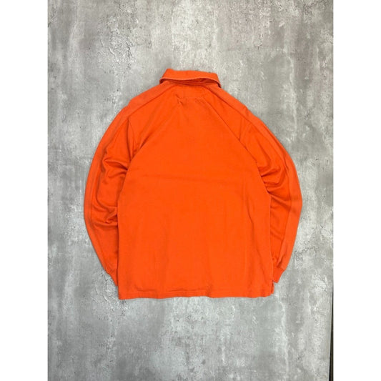 Vintage Polo Sport Spellout Graphic Long Sleeve Rugby Button Up Shirt Sz Medium