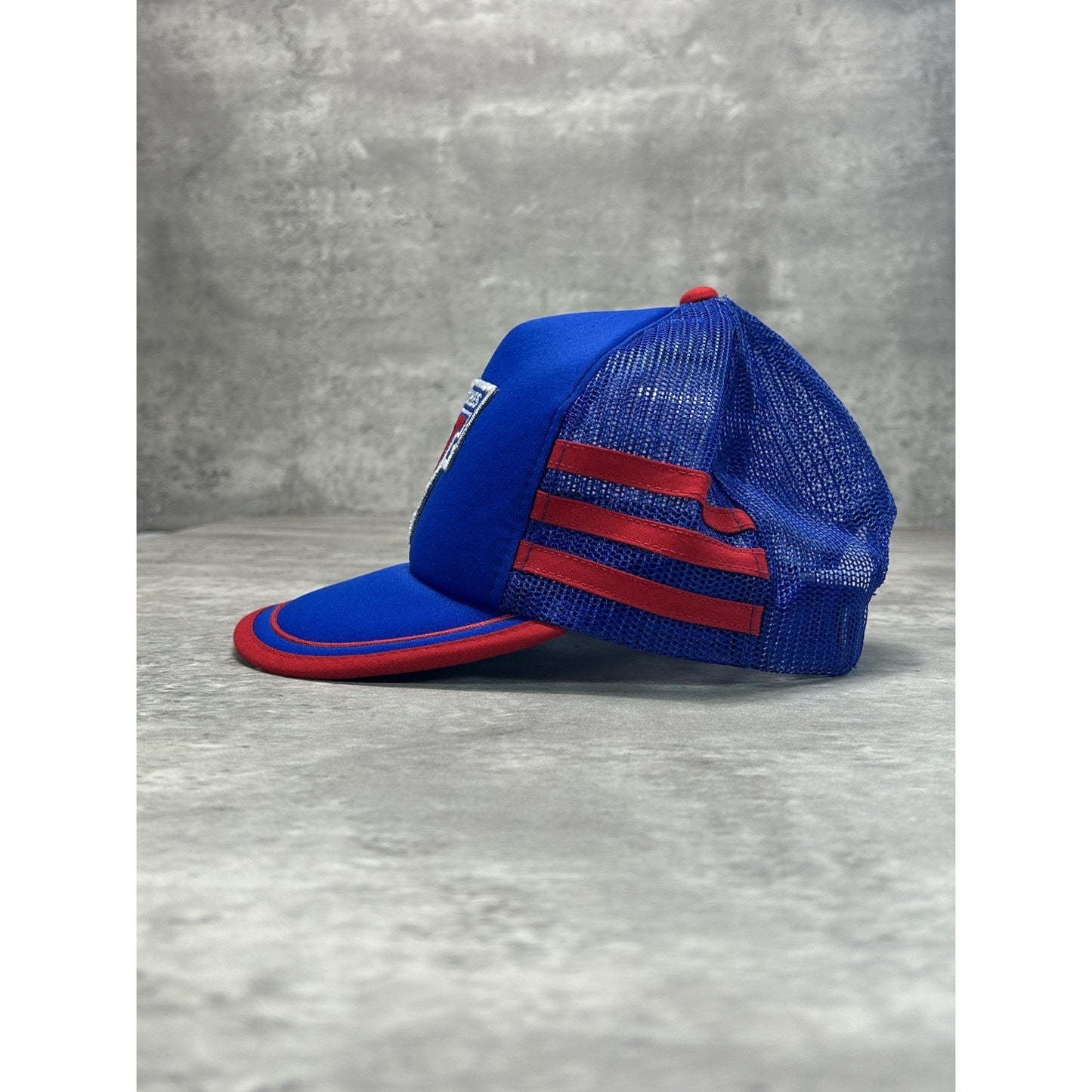 Vintage 80s Drug Stores Big V Embroidered Three Stripe Trucker Snapback Hat OSFA