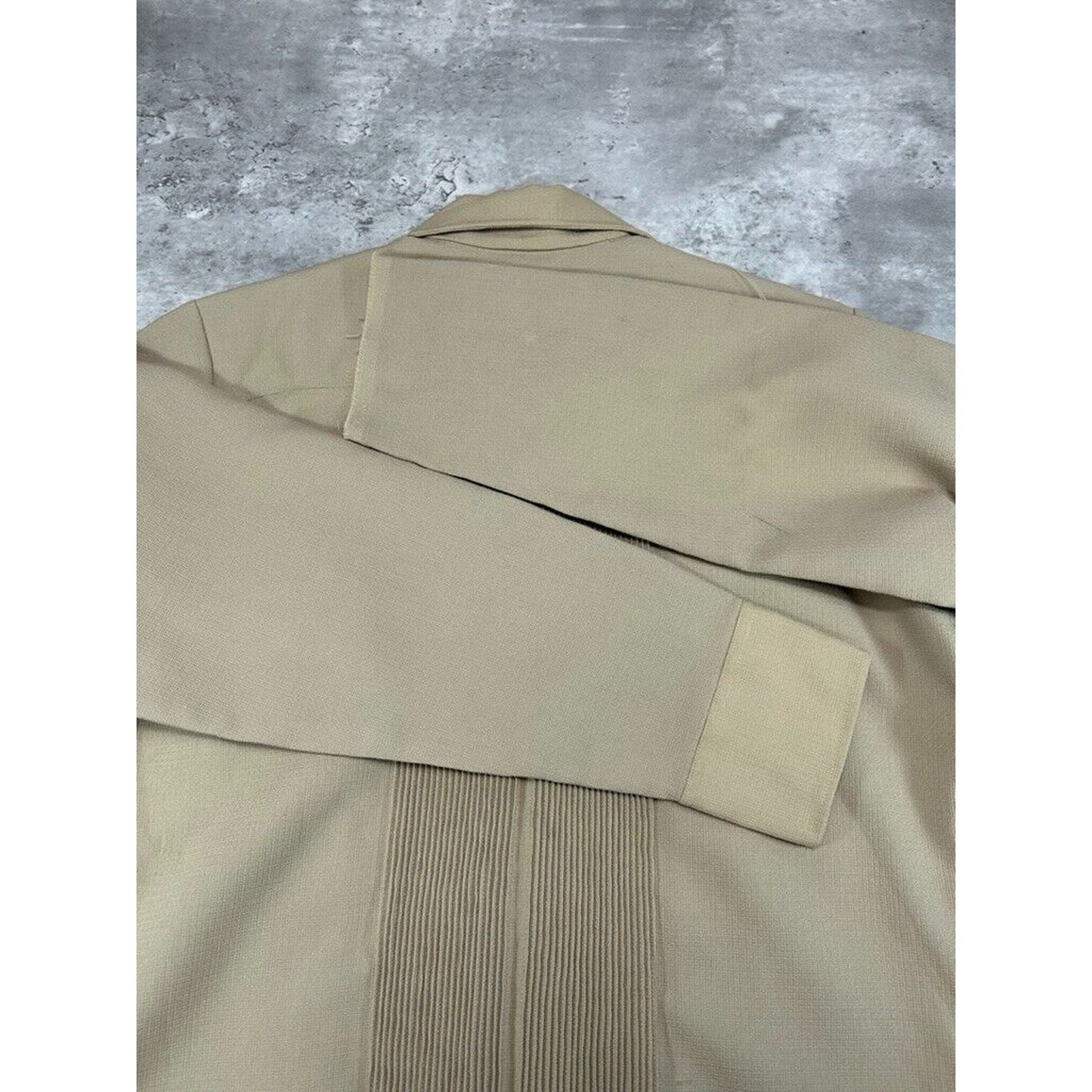 Vintage 1970s Cal Jac Double Pocket Striped Button Up Shirt Size Medium Beige