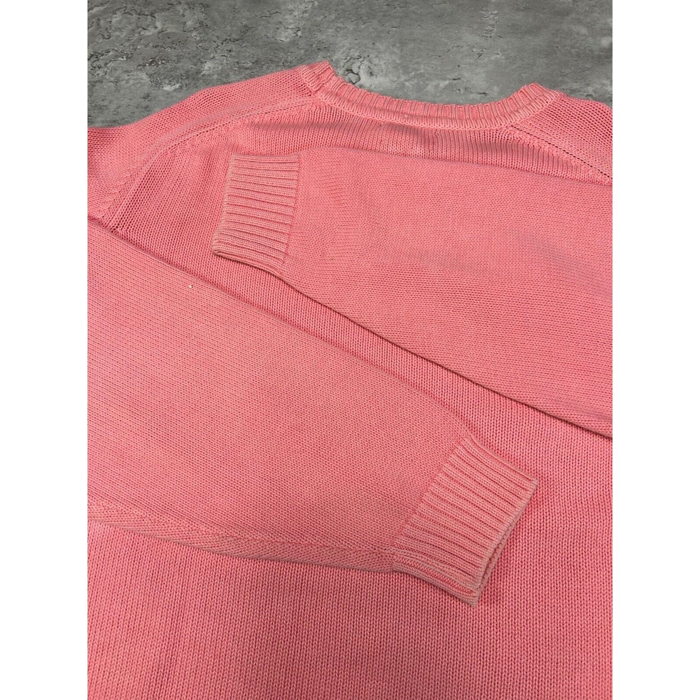 Vintage 90s Lands End Tonal Ribbed Pullover Knit Sweater Size XL Tall Pink