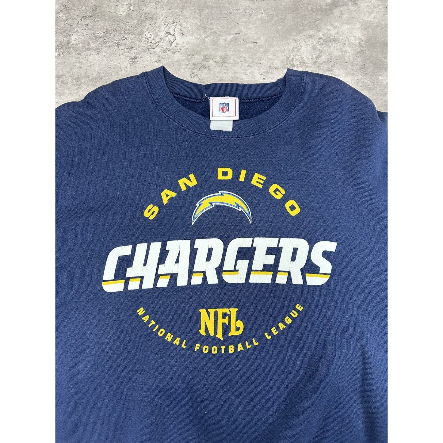 San Diego Chargers NFL Graphic Spellout Football Sweatshirt Size Large