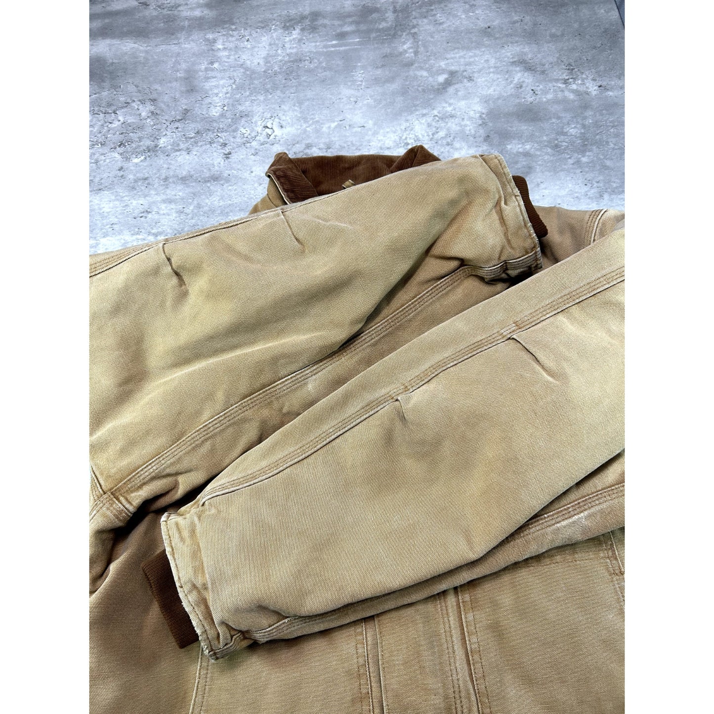 Vintage Carhartt Quilted Lined Canvas Work Wear Arctic Jacket Size XL Beige
