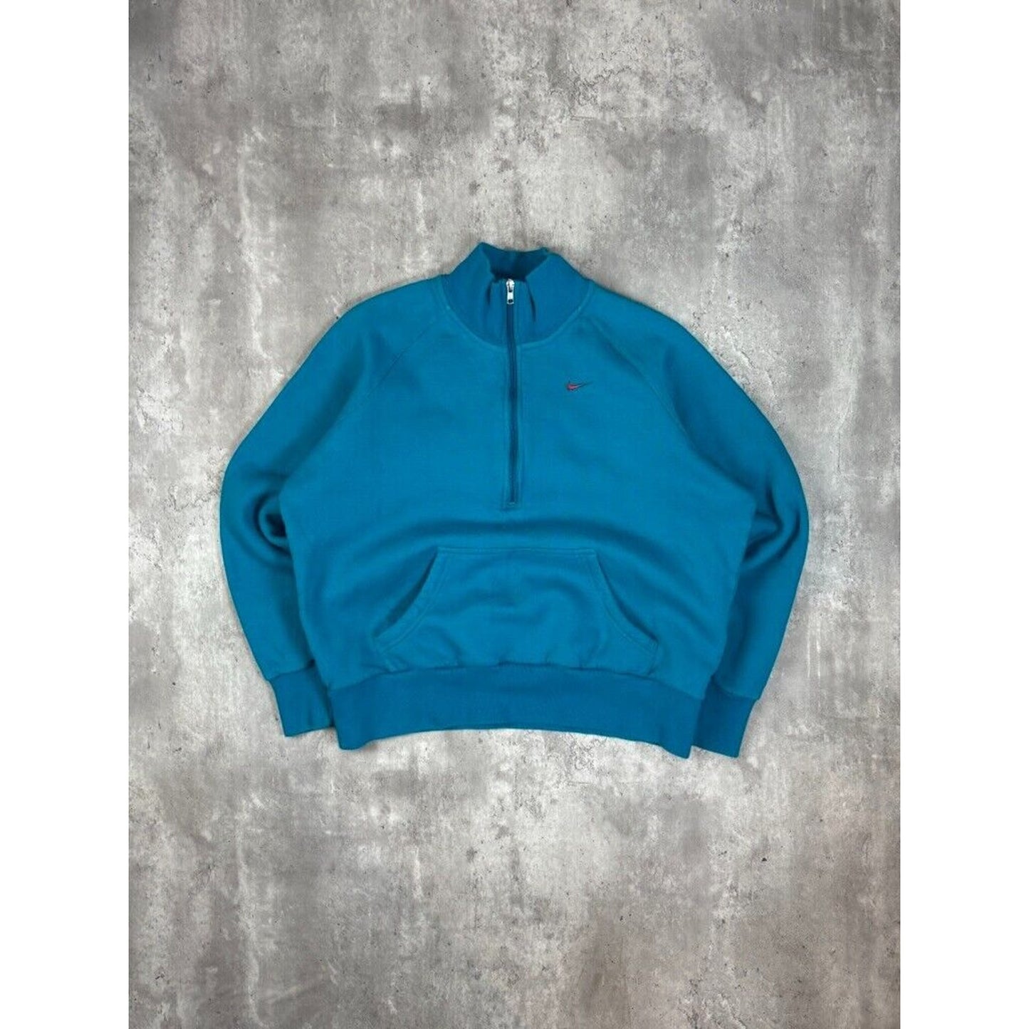 Vintage Womens Nike Embroidered Swoosh 1/2 Zip Pull Over Sweatshirt Size XL Teal