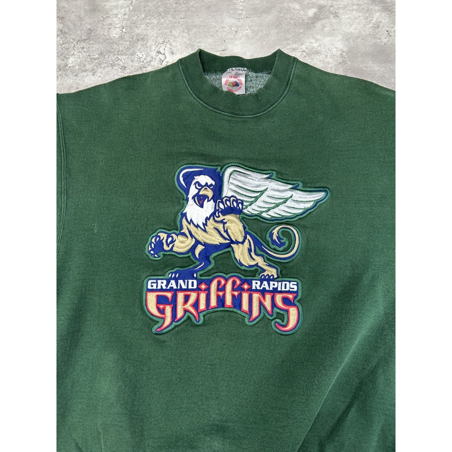 Vintage Grand Rapid Griffins AHL Embroidered Logo Hockey Sweatshirt Size Large