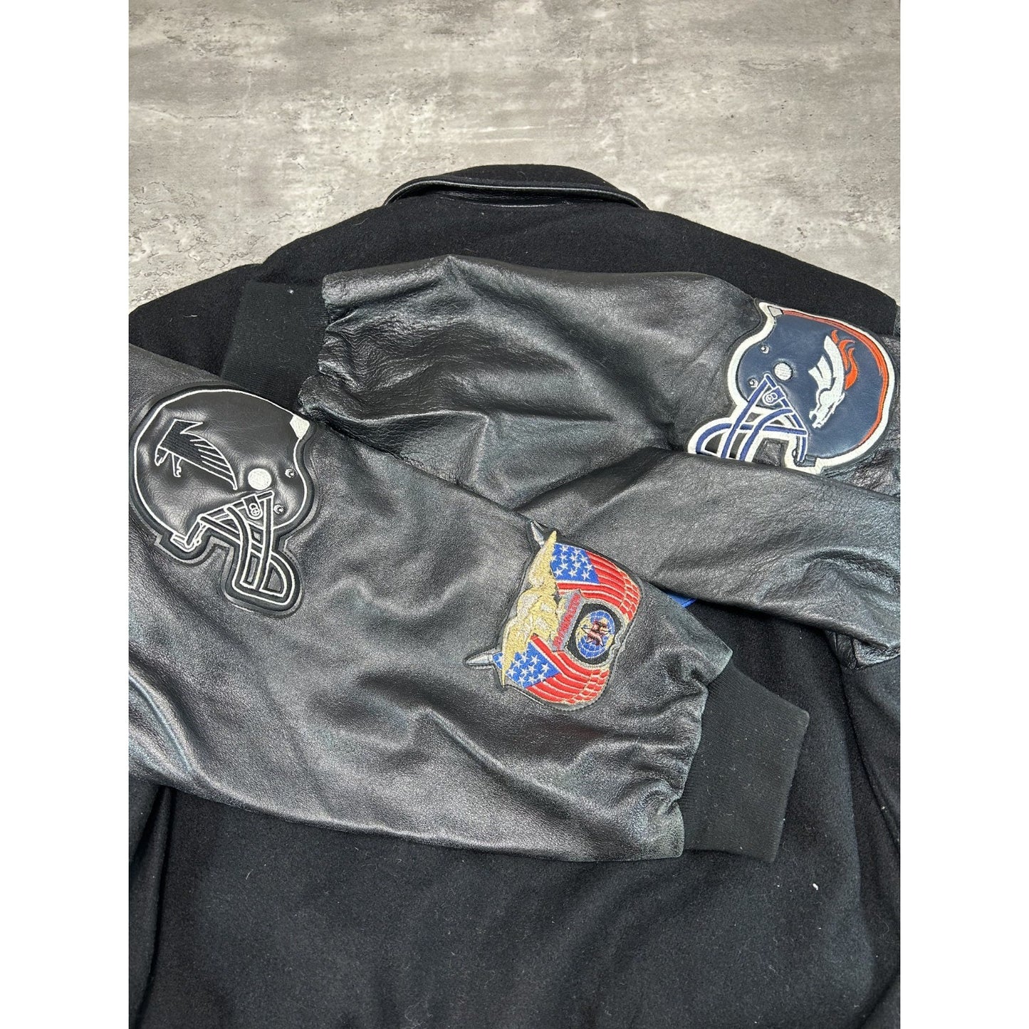 Vintage 1999 Broncos Vs Falcons NFL Super Bowl Varsity Jeff Hamilton Jacket Sz L