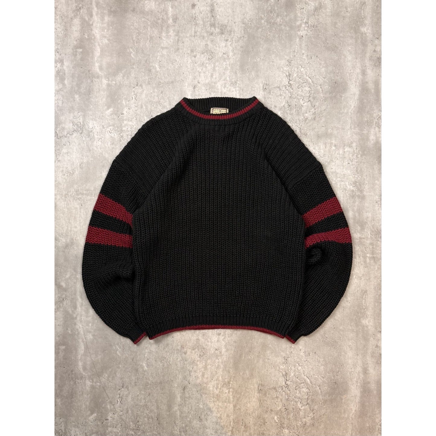 Vintage 90s Striped Sleeve Pullover Ribbed Knit Sweater Size Medium