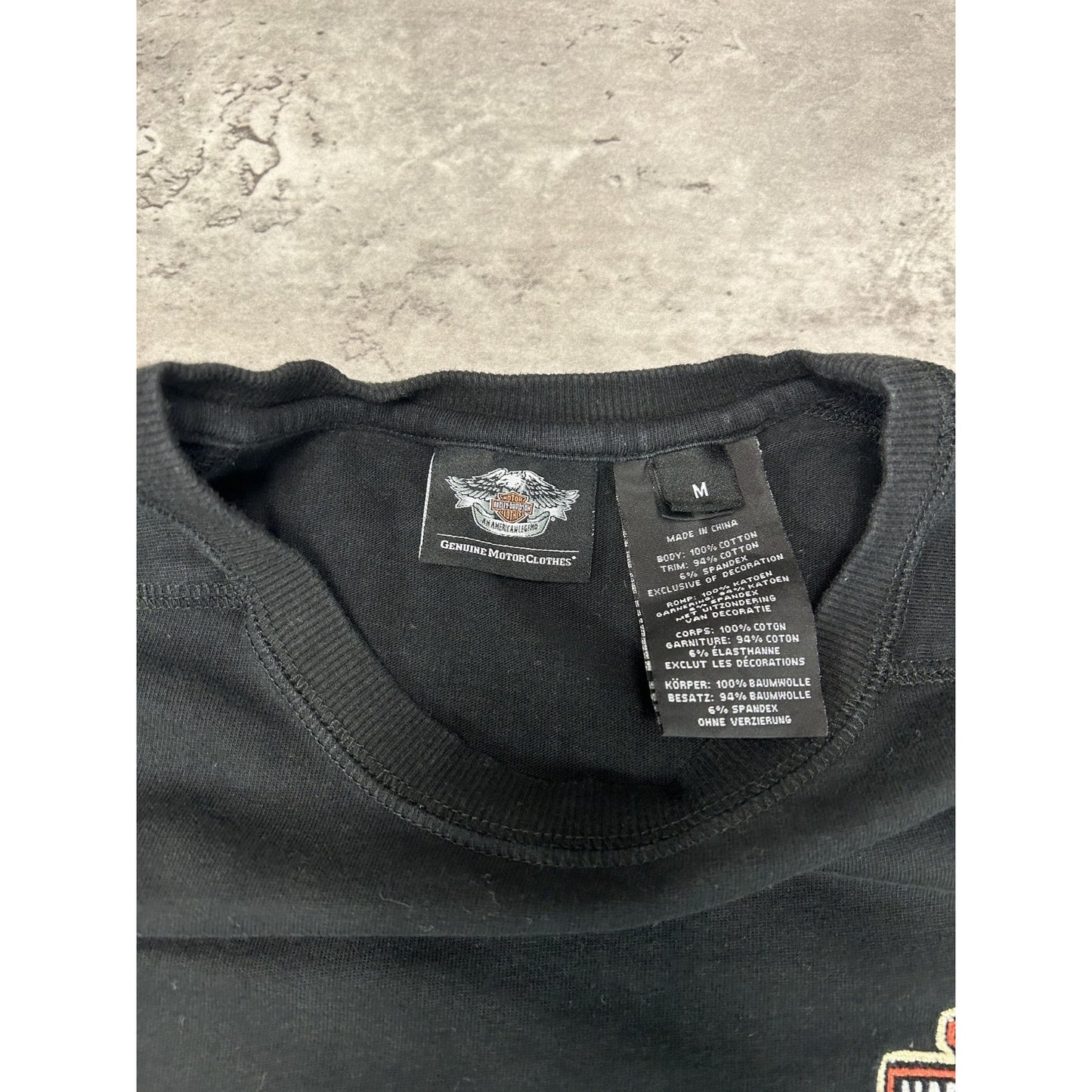 Vintage Harley Davidson Classic Logo Flame Print Long Sleeve T-Shirt Size Medium