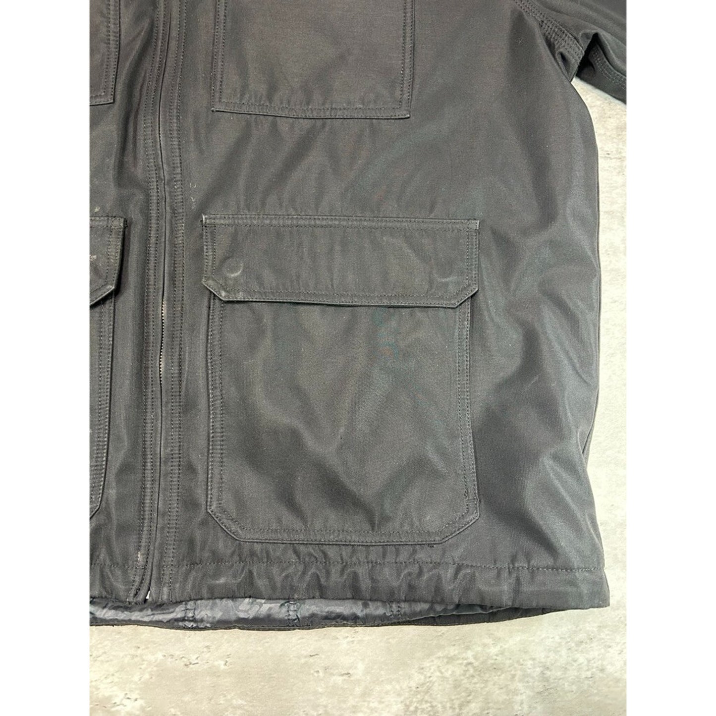 Vintage Snap On Insulated Canvas Full Zip Hooded Workwear Jacket Size XL