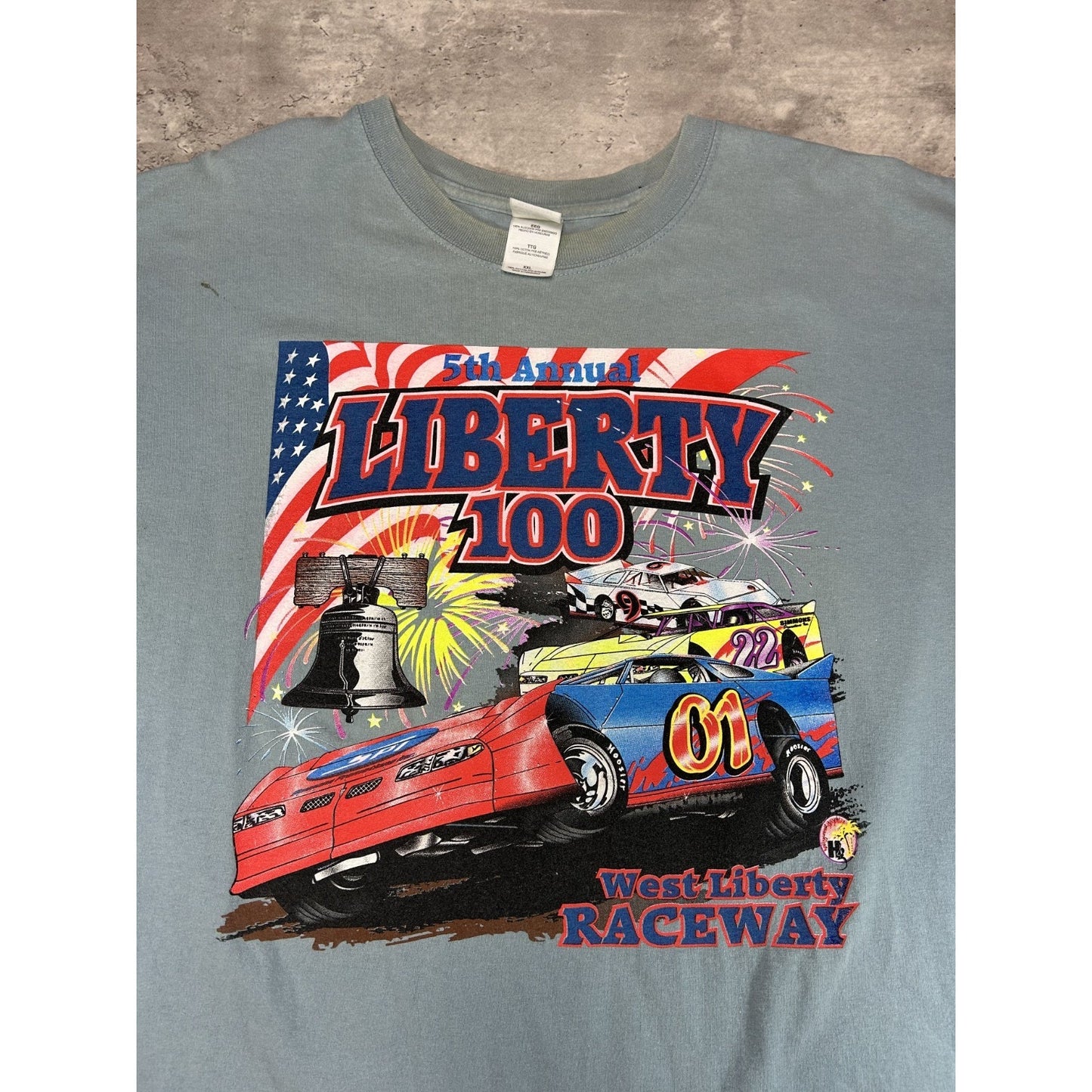Vintage West Liberty 5th Annual Liberty 100 Racing Graphic T-Shirt Size XXL