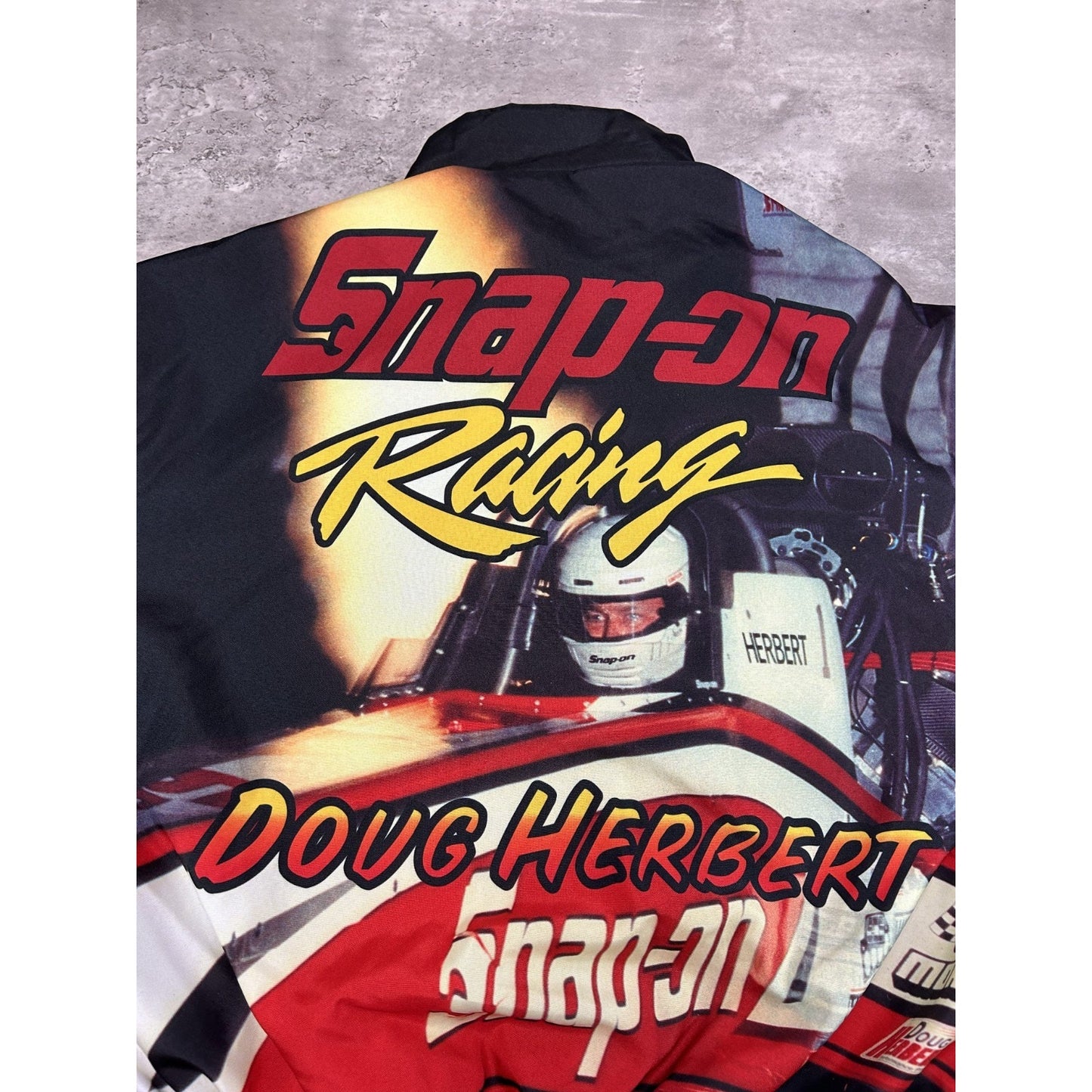 Vintage 90s Doug Herbert Snap On Racing All Over Print Full Zip Jacket Size XL