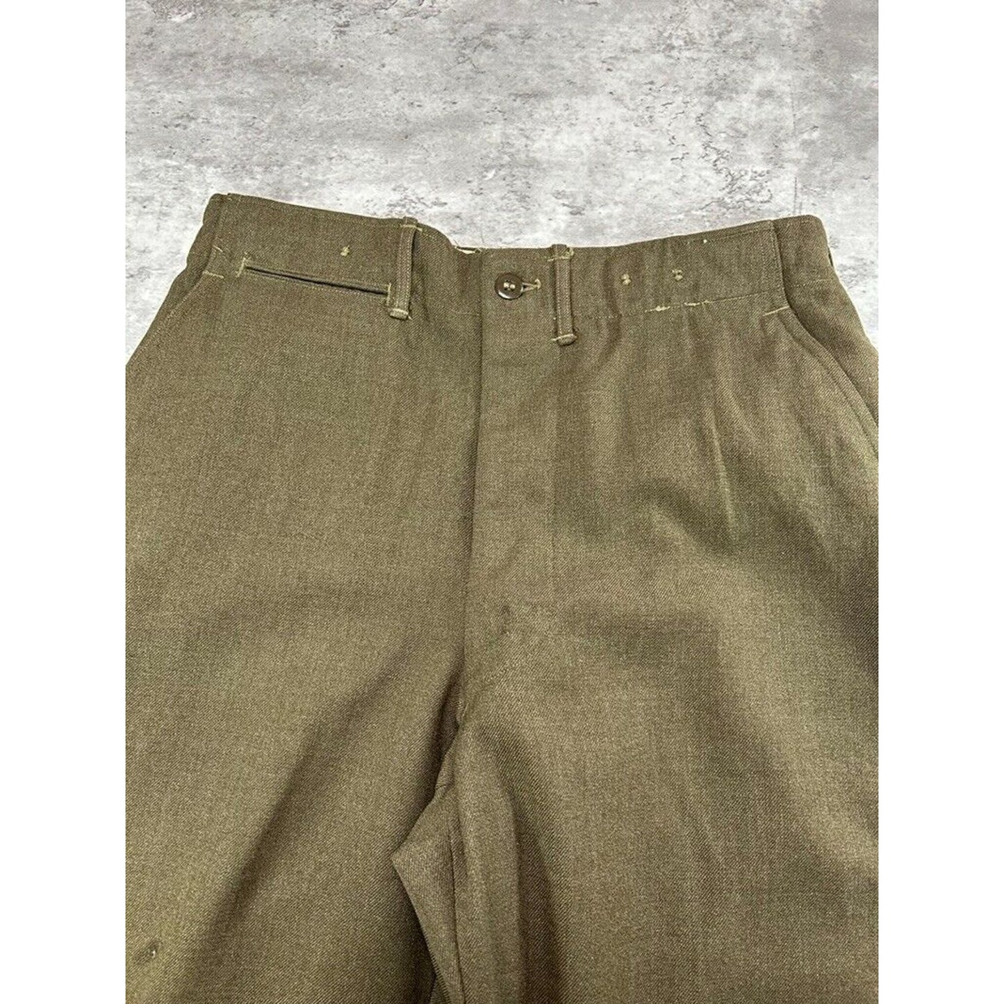 Vintage 1950s Wool Army Trouser Style Pants Size 32 Green