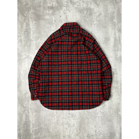 Vintage 1980s Pendleton Plaid Print Long Sleeve Button Up Shirt Size XL