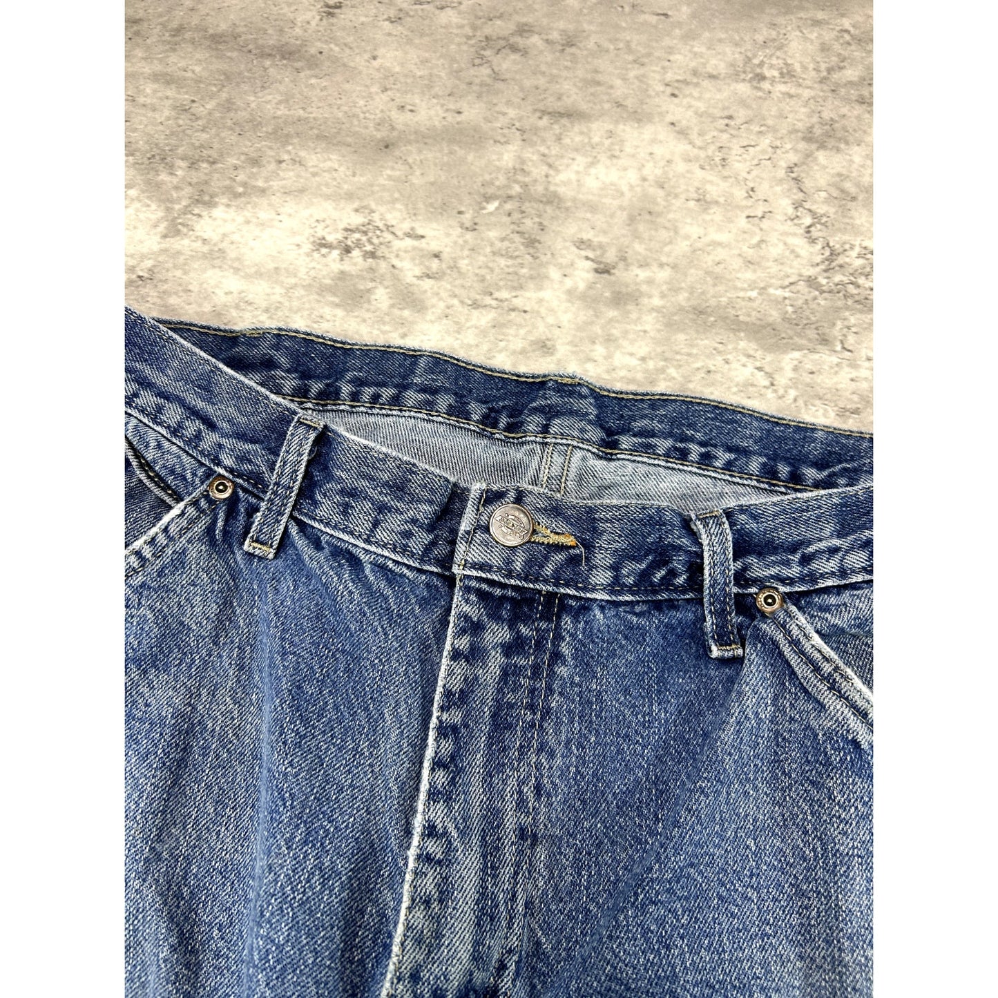 Vintage Dickies Dark Wash Denim Work Wear Five Pocket Double Knee Pants Size 36W