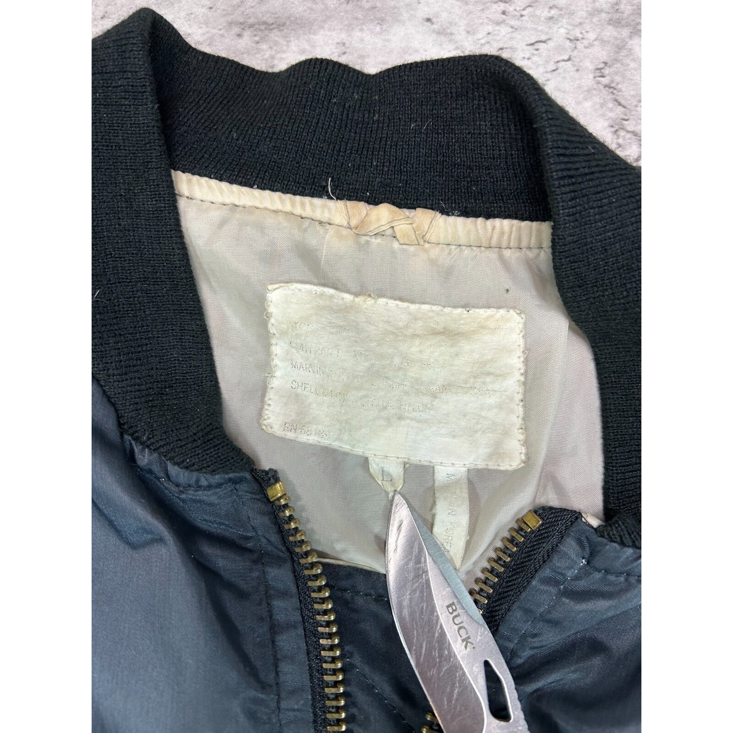 Vintage 80s Military Full Zip Pilots Bomber Jacket Size Large Black